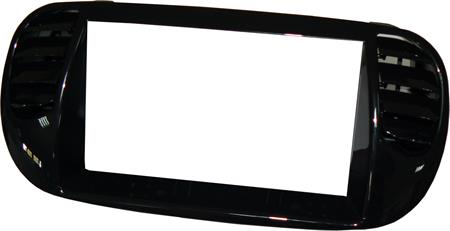 Mascherina autoradio 2 DIN FIAT 500 '08->'15 Ricambio NERO LUCID