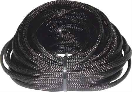Guaina trecciata poliestere nera   6mm std 12mm max