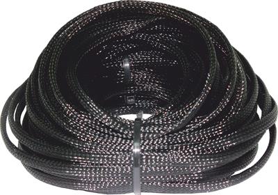 Guaina trecciata poliestere nera   6mm std 12mm max